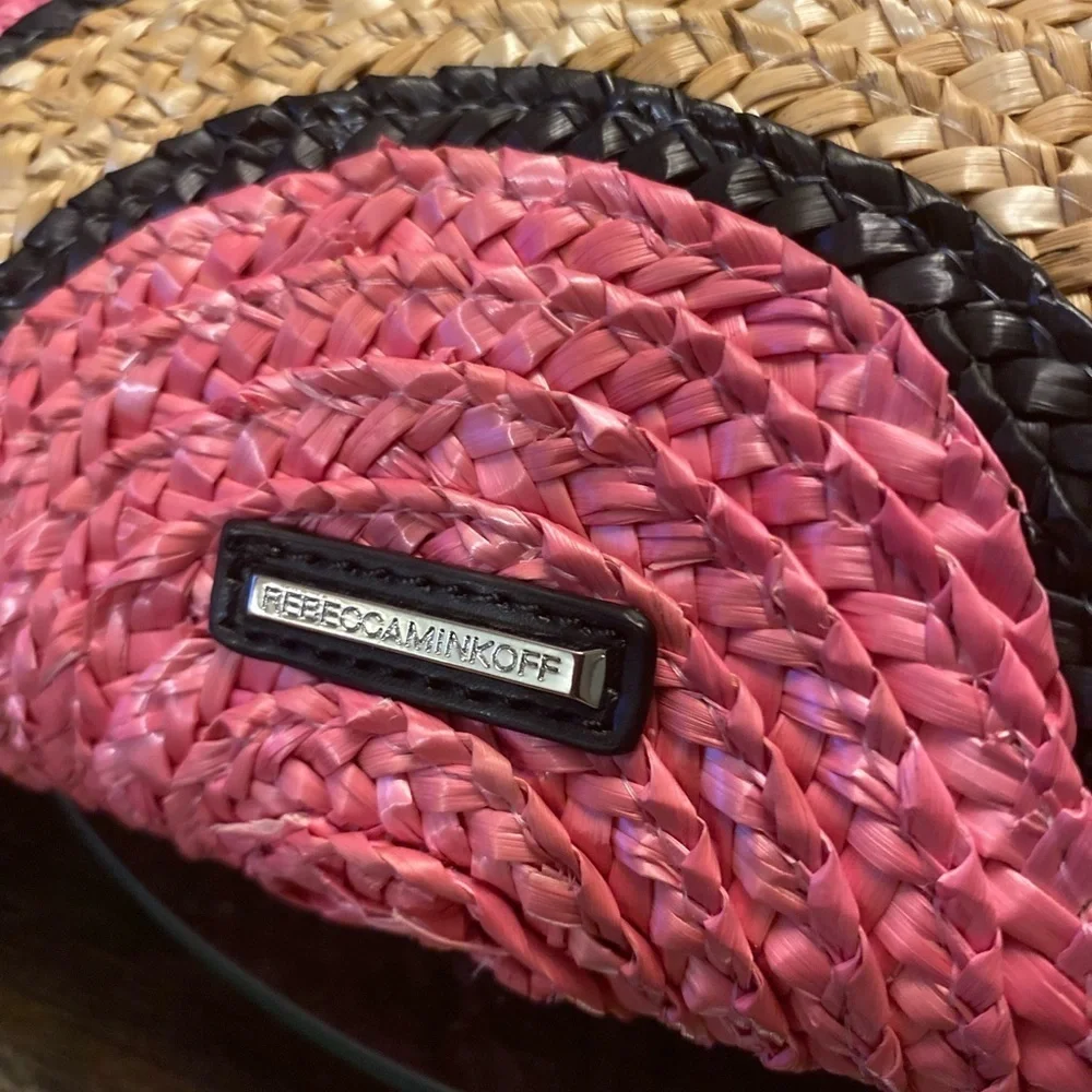 Rebecca Minkoff Pink and Black Woven Clutch